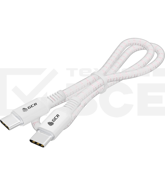 Кабель Greenconnect GCR-54534 1.0m Type C-C POWER DELIVERY 18 W, бело-розовый, AL case белый, белый ПВХ
