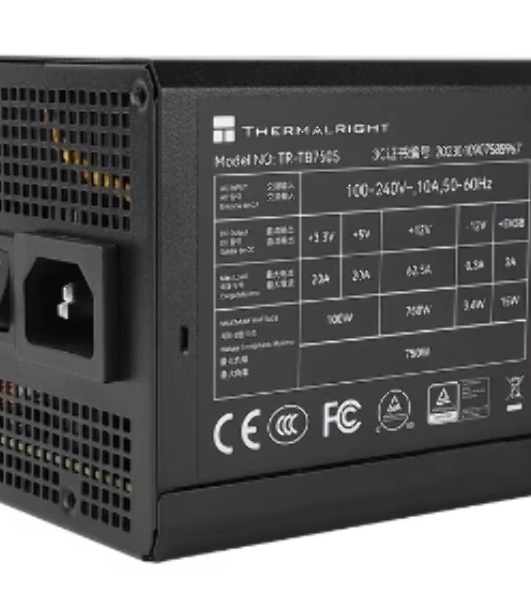 Блок питания Thermalright TR-TB750S, 750W 80 PLUS Bronze, (ATX, 3, PCIe 5.0, Non-modular, 1x24(20+4)pin 550мм, 1xCPU*2 8(4+4)pin 600+150мм, 1xPCIe*2 8(6+2)pin 500+150мм, 1x12VHPWR PCIe 5.0 12+4pin 600мм, 1xSATA*3+MOLEX4pin*1 400+150+150+150мм, 1xSATA*2+MOLEX4pin*2 400+150+150+150мм, Active, 120x120мм, 150x140x86mm, APFC, )