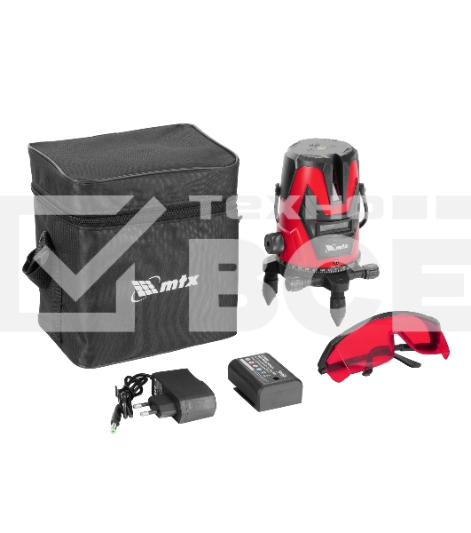 Лазерный уровень MTX MXL RED, 30 м, красный луч, акк. Li 2400 mAh, сумка, резьба 5/8'