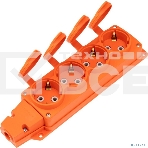 Розетка (колодка) Rexant влагозащищенная с крышкой 4 гнезда COMPACT, с/з, 16А, IP54, каучук, оранжевый, фото4