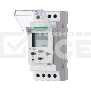 Реле времени PCZ-527-1 (двухканальное; астрономическое/суточное/недельное (режим работы настраивается для каждого канала); ночной перерыв; годовая программа; 2 модуля; монтаж на DIN-рейке) F&F EA02.002.017