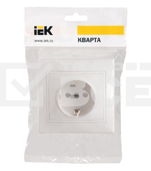 Розетка Iek ERK14-K01-16-DM РС10-3-КБ 1местн. c з/к без защ.штор. 16А КВАРТА (белый)
