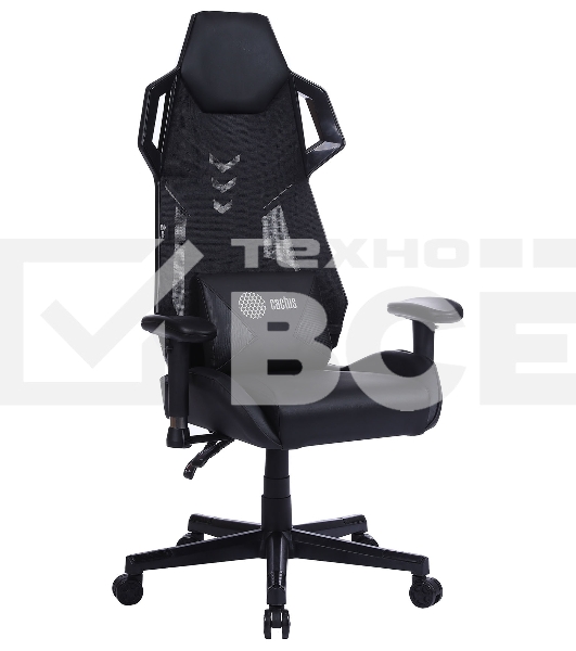 Кресло игровое Cactus CS-CHR-090BL черный, сиденье черный, эко.кожа, крестовина пластик, пластик черный