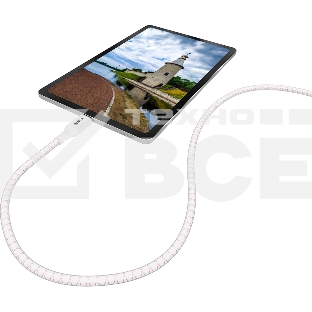 Кабель Greenconnect GCR-54534 1.0m Type C-C POWER DELIVERY 18 W, бело-розовый, AL case белый, белый ПВХ