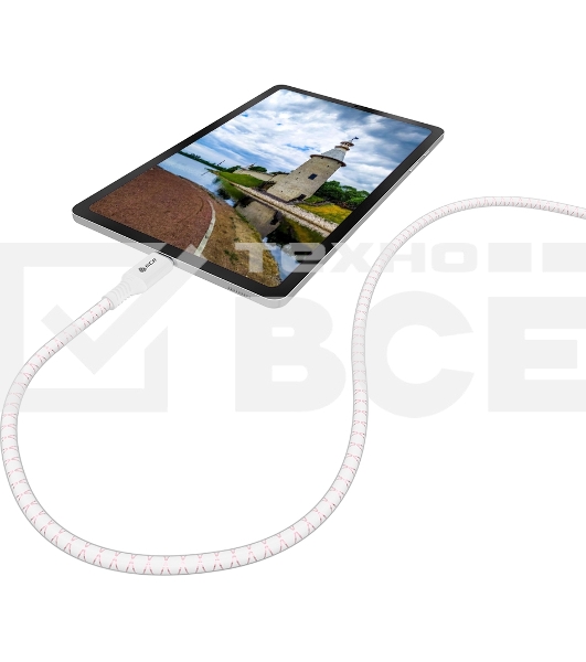 Кабель Greenconnect GCR-54534 1.0m Type C-C POWER DELIVERY 18 W, бело-розовый, AL case белый, белый ПВХ