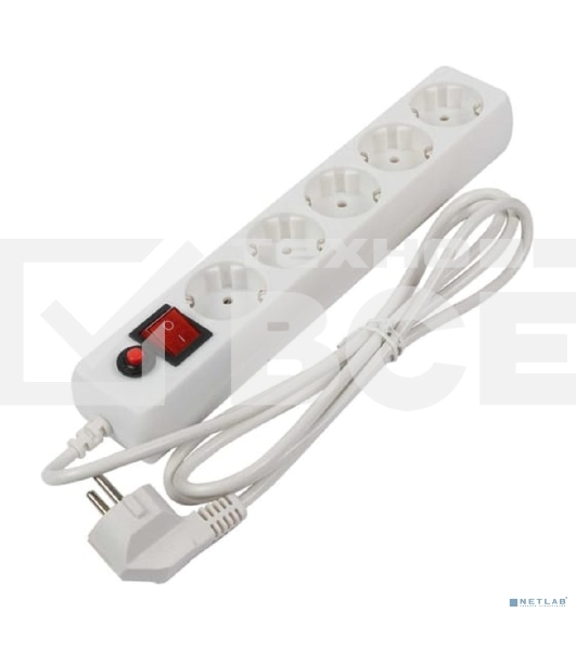 Сетевой фильтр Filum FL-SP3-5-1.8M, 1.8 м.,белый, 2200 Вт., 5 розеток, упаковка- коробка 00-01057164