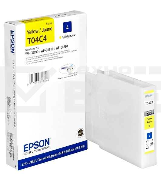 Картридж струйный EPSON T04C желтый для WF-C8190DW/WF-C8690DWF