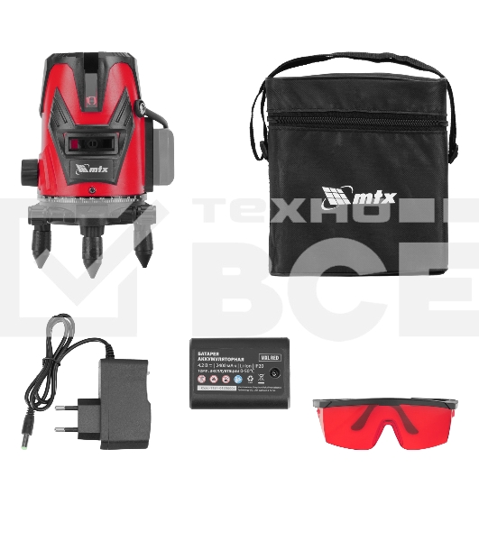 Лазерный уровень MTX MXL RED, 30 м, красный луч, акк. Li 2400 mAh, сумка, резьба 5/8'