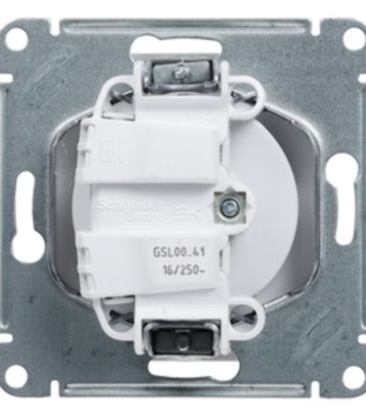 Механизм розетки 1-м СП Glossa 16А IP20 без заземл. бел. SchE GSL000141
