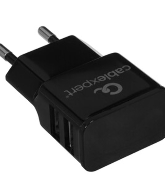 Сетевое зарядное устройство Cablexpert MP3A-PC-12 100/220V - 5V USB 2 порта, 2.1A, черный
