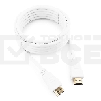 Кабель Cablexpert HDMI CC-HDMI4-W-10, 19M/19M, v2.0, медь, позол.разъемы, экран, 3 м, белый, пакет, фото 1