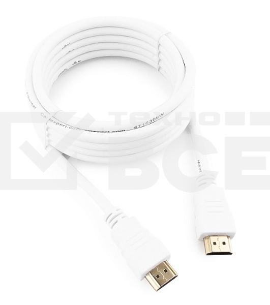 Кабель Cablexpert HDMI CC-HDMI4-W-10, 19M/19M, v2.0, медь, позол.разъемы, экран, 3 м, белый, пакет