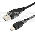 Кабель USB (шт. mini USB - шт. USB A) 0.2 метра, черный Rexant, фото 1