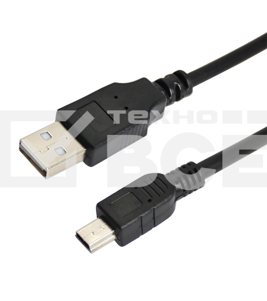 Кабель USB (шт. mini USB - шт. USB A) 0.2 метра, черный Rexant