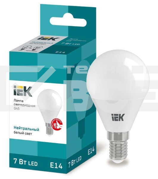 Лампа Iek LLE-G45-7-230-40-E14 светодиодная ECO G45 шар 7Вт 230В 4000К E14 IEK