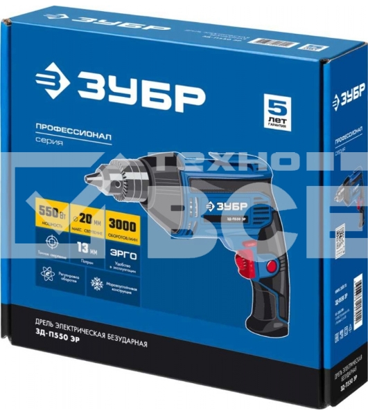 Дрель ударная Зубр ЗД-П550 ЭР 550Вт ключевой реверс