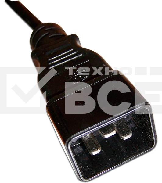 Шнур питания С13-C20, 3х0.75, 220В, 10А, черный, 3 метра
