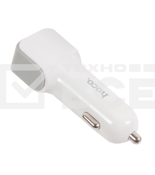 Автомобильное зарядное устройство HOCO z23 grand style dual-port car charger set with lightning cable, белый