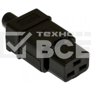 Разъемы для силового кабеля Hyperline CON-IEC320C19 Разъем IEC 60320 C19 220В 16A на кабель, контакты на винтах (плоские контакты внутри разъема), прямой