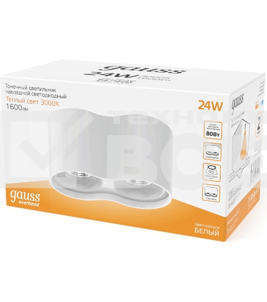 Светильник Gauss Overhead HD032 потолоч. 24Вт 3000K цв.св.:белый теплый белый
