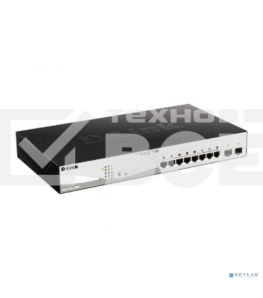 Коммутатор D-Link DGS-1210-10MP/F3A Smart L2 Switch 8х1000Base-T PoE, 2х1000Base-X SFP, PoE Budget 130W, Compact CLI