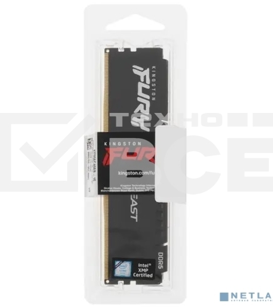 Оперативная память Kingston Fury Beast, DDR5, 16GB (1x16GB), 5600MHz, CL40, с радиаторами, черный