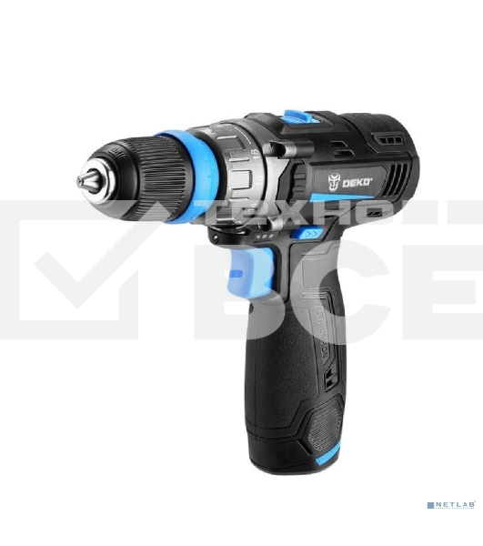 Аккумуляторная дрель-шуруповерт DEKO DKCD12V PRO 083-1004  в кейсе co съемным патроном + оснастка 13 шт, 12В, 2х1.5Ач