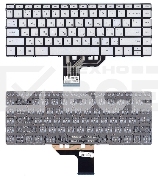 Клавиатура для ноутбука HP Spectre X360 13-w000 13-ac000 серебристая с подсветкой