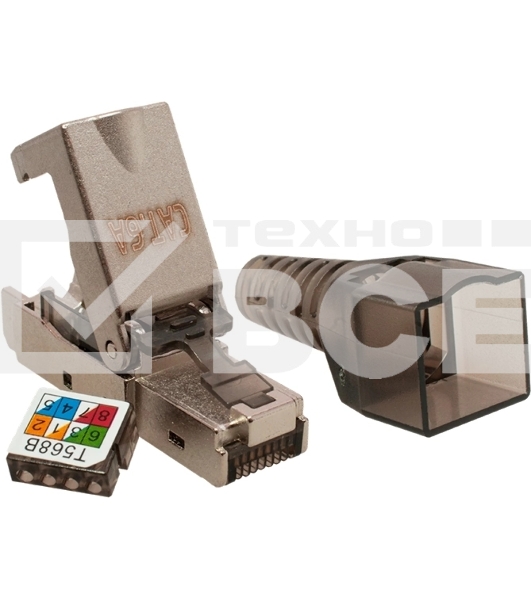 Коннектор Suprlan 10-0240-1, STP кат.6A RJ45 с защитным колпачком, серый