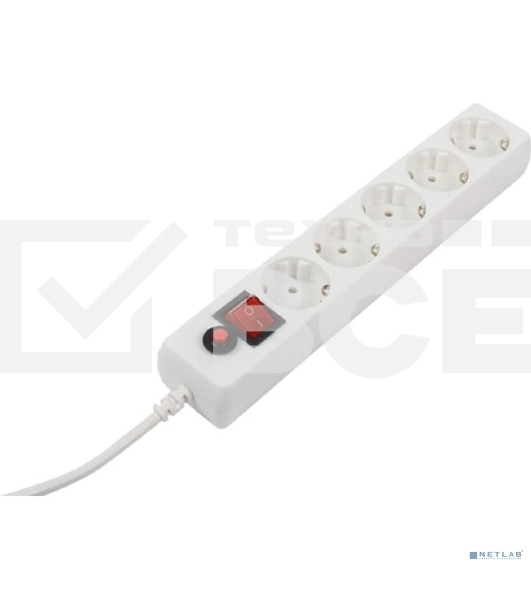 Сетевой фильтр Filum FL-SP3-5-1.8M, 1.8 м.,белый, 2200 Вт., 5 розеток, упаковка- коробка 00-01057164