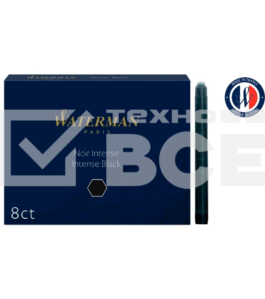 Картридж Waterman Standard (CWS0110850) Intense Black чернила для ручек перьевых (8шт)