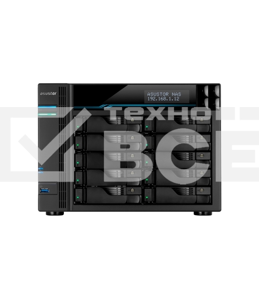 Сетевое хранилище ASUSTOR AS7110T 10-Bay NAS/Media player/Intel Xeon E-2224 3.4GHz up to 4.6GHz(Quad-Core), 8GB SO-DIMM DDR4, noHDD(HDD,SSD),/10x1GbE+3x2,5Gbe(LAN)/3xUSB3.2,HDMI/M.2/4ip camera license ; 90IX01D1-BW3S1