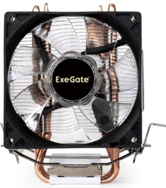 Кулер для процессора ExeGate Wizard EXX200-PWM.BLUE серебристый, 90 мм, алюминий/медь, 2400 об/мин, 24 дБ, 4 pin, 95 Вт, 130 мм