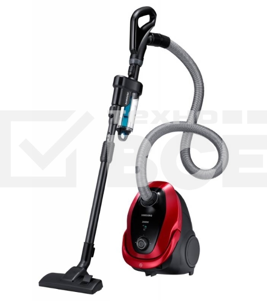 Пылесос Samsung VC20M257AWR красный, 460/2000 Вт, уборка сухая, пылесборник мешок 2.5 л
