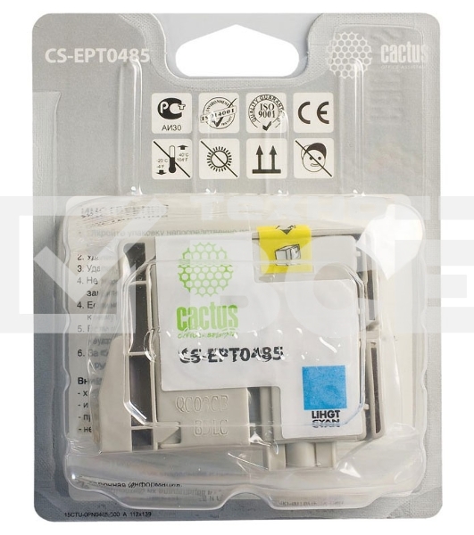 Картридж струйный Cactus CS-EPT0485 светло-голубой (14,4 мл) для Epson Stylus Photo R200/R220/R300/R320/R340/RX500/RX600/RX620/RX640