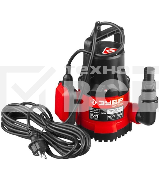 Насос ЗУБР НПЧ-М1-400 мастер м1 погружной дренажный для чистой воды частицы до 5мм 400Вт 120л/мин