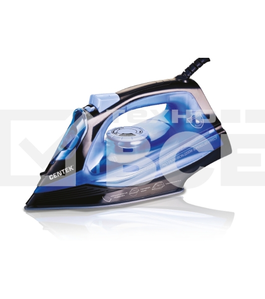 Утюг Centek CT-2351 Blue (синий) 2200Вт, КЕРАМИЧЕСКАЯ подошва, 300 мл, паровой удар, самоочистка