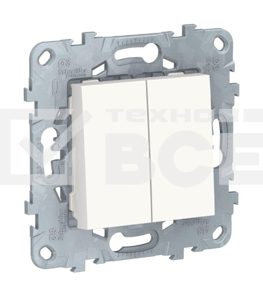 Переключатель 2-кл. UNICA NEW 2х(сх.6) 10AX 250В бел. SchE NU521318