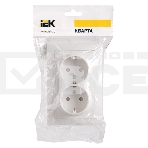 Розетка силовая Iek ERK21-K01-16-DM РСш12-3-КБ Розетка 2местн. c з/к с защ.штор. 16А КВАРТА (белый), фото4