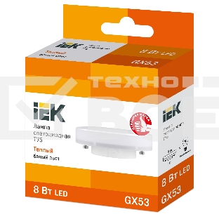 Лампа Iek LLE-T80-8-230-30-GX53 светодиодная ECO T75 таблетка 8Вт 230В 3000К GX53 IEK