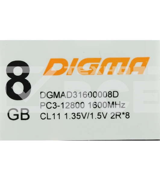 Оперативная память Digma, DDR3, 8GB (1x8 GB), 1600 MHz, CL11, DIMM