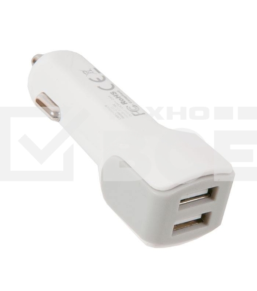 Автомобильное зарядное устройство HOCO z23 grand style dual-port car charger set with lightning cable, белый