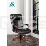 Кресло руководителя Бюрократ T-9925WALNUT/BLACK черный, кожа, крестовина дерево, фото5