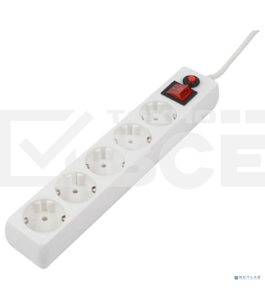 Сетевой фильтр Filum FL-SP3-5-1.8M, 1.8 м.,белый, 2200 Вт., 5 розеток, упаковка- коробка 00-01057164