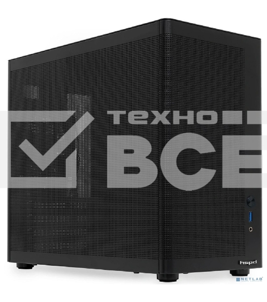 Компьютерный корпус без блока питания HSPD M210, Mesh Mid Tower, черный, 0.7 SPCC, 1x90мм mATX, mITX 140/280/150мм 1x2.5