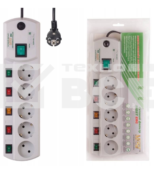 Сетевой фильтр Most ERG 2 м, 5 розеток, белый, коробка