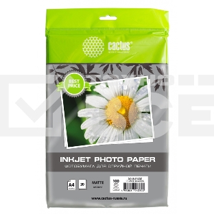 Фотобумага Cactus CS-MA410020EDS A4/100г/м2/20л./белый матовое/матовое для струйной печати