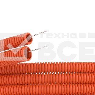 Труба гофрированная ПНД d20мм тяжелая с протяж. оранж. (уп.100м) ДКС 71520