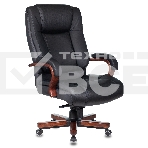 Кресло руководителя Бюрократ T-9925WALNUT/BLACK черный, кожа, крестовина дерево, фото6