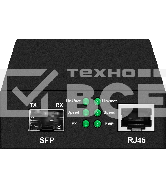 Медиаконвертер Gigabit Ethernet, SFP 1000Мбит/c, RJ45 10/100/1000Мбит/c, поддержка LFP. Металлический корпус. БП DC12V(1A) в комплекте. Размеры (ШхВхГ): 70x25x95мм. Вес: 0,2кг. Рабочая температура: -10…+55°С. Совместим с шасси NS-MCB-14.